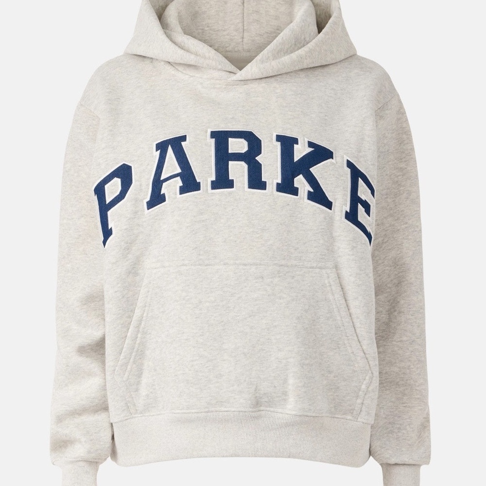 PARKE Varsity Hoodie Sweatshirt | Gray with Navy Logo | Size S/M - Picture 5 of 8